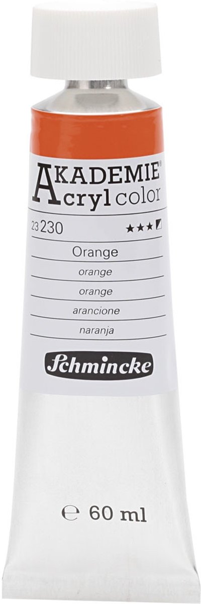 Schmincke AKADEMIE® Acryl color , orange (230), semi-opaque, fade resistant, 60ml [HOB-318590]